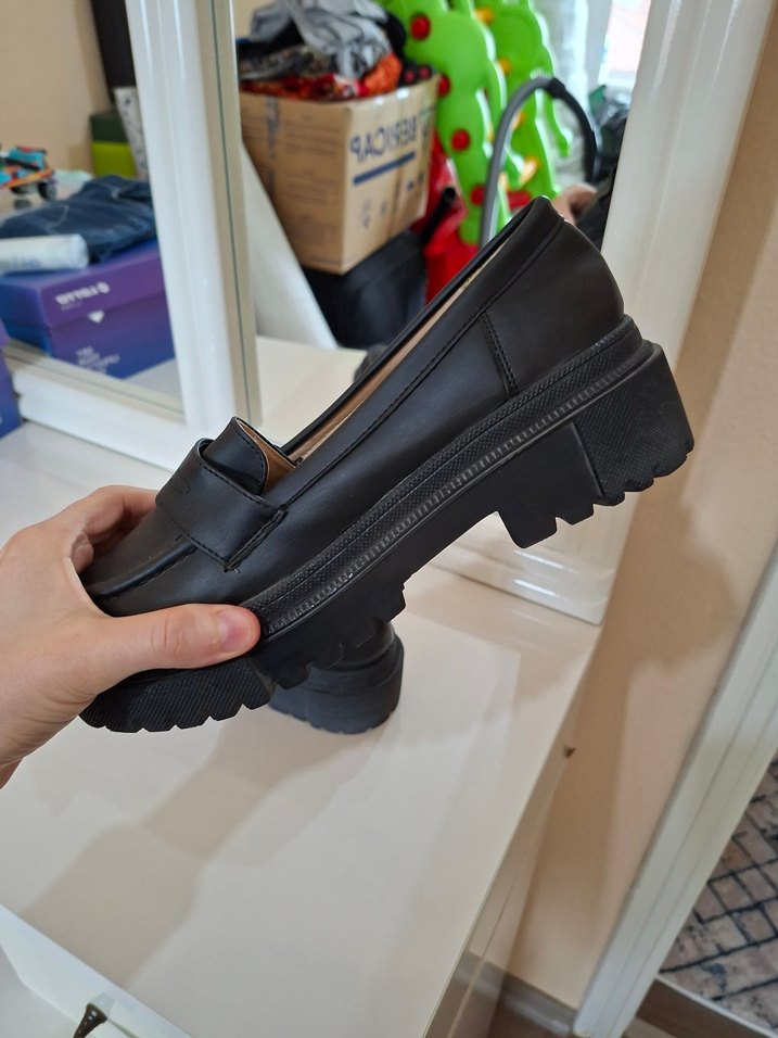 Siyah Platform Topuklu Kadın Loafer - Görsel 2