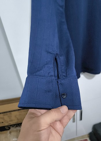 Lacivert Regular Fit şık erkek gömlek - Görsel 4