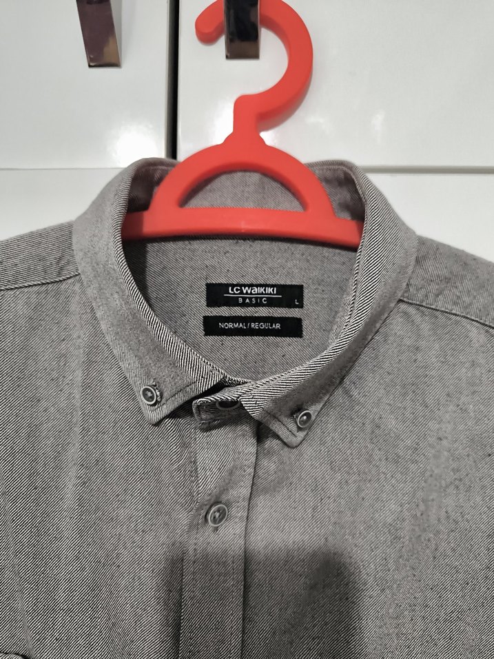 Gri Uzun Kollu Keten gömlek L xl - Görsel 3