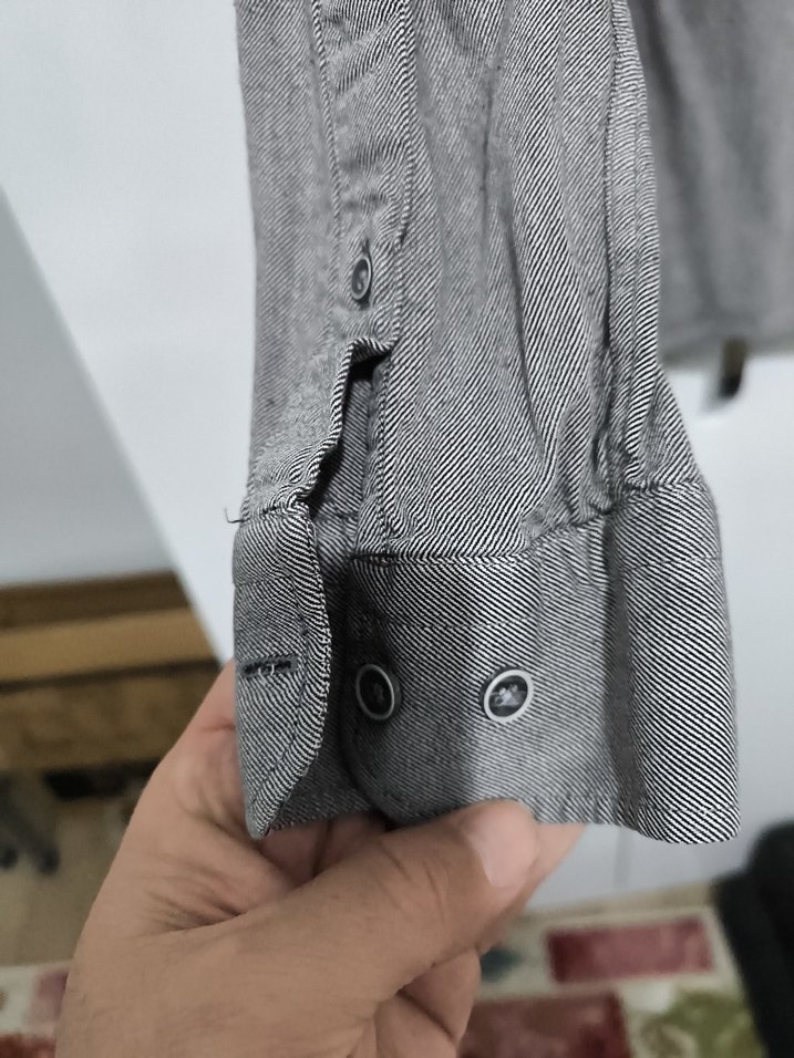 Gri Uzun Kollu Keten gömlek L xl - Görsel 4