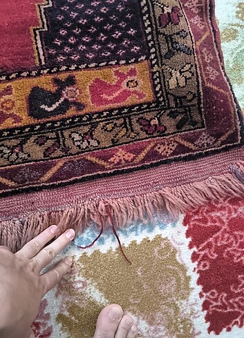 Diğer El dokuma antika yün halı kök boya
