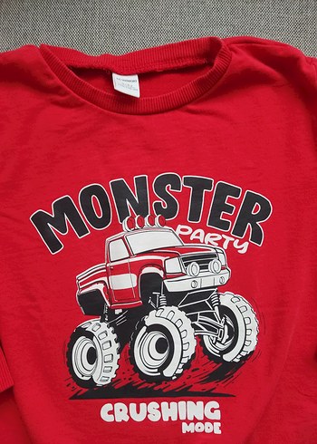 Erkek Çocuk Kırmızı Baskılı Sweatshirt - Görsel 2