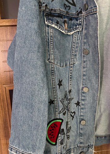 Asos Nakışlı Kadın Denim Ceket, Düğmeli, Salaş
