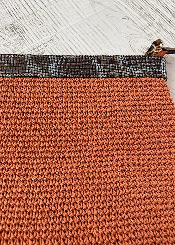 Turuncu Kasaba Örgü Kadın El Çantası - Görsel 2