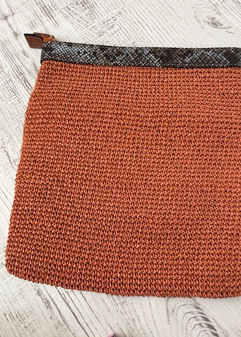 Turuncu Kasaba Örgü Kadın El Çantası - Görsel 3