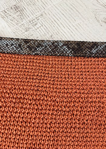 Turuncu Kasaba Örgü Kadın El Çantası - Görsel 4