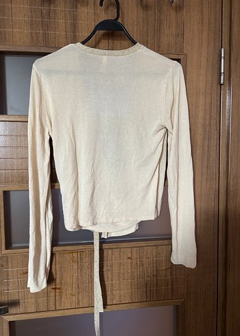 Yargıcı Krem V Yakalı Keten Kadın Bluz - Görsel 5