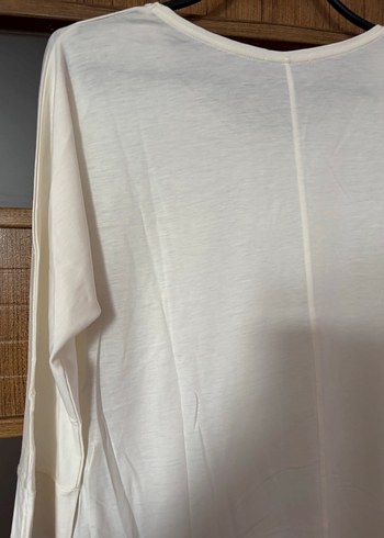 Massimo Dutti Uzun Kollu Kırık Beyaz Pamuklu Kadın Bluz - Görsel 6