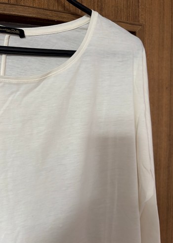 Massimo Dutti Uzun Kollu Kırık Beyaz Pamuklu Kadın Bluz - Görsel 4