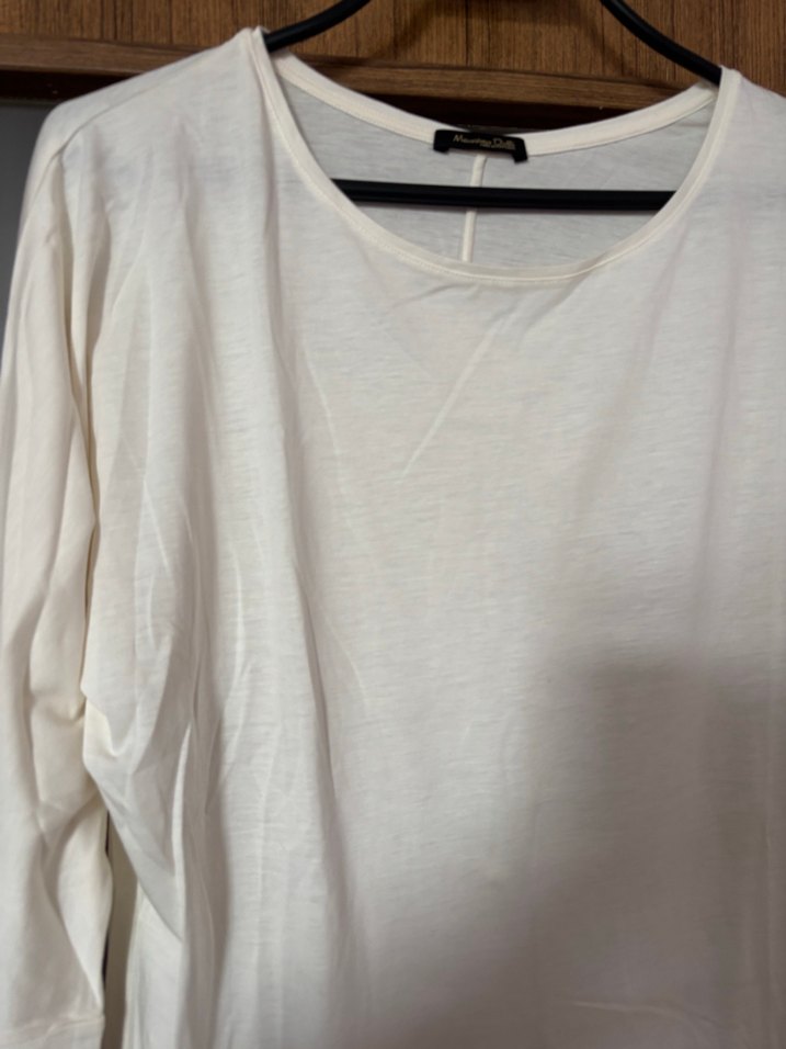 Massimo Dutti Uzun Kollu Kırık Beyaz Pamuklu Kadın Bluz - Görsel 2