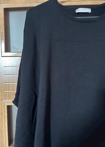 Siyah Kadın Uzun Kollu Pamuk Sweatshirt - Görsel 2