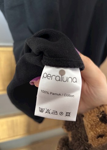 Siyah Kadın Uzun Kollu Pamuk Sweatshirt - Görsel 7