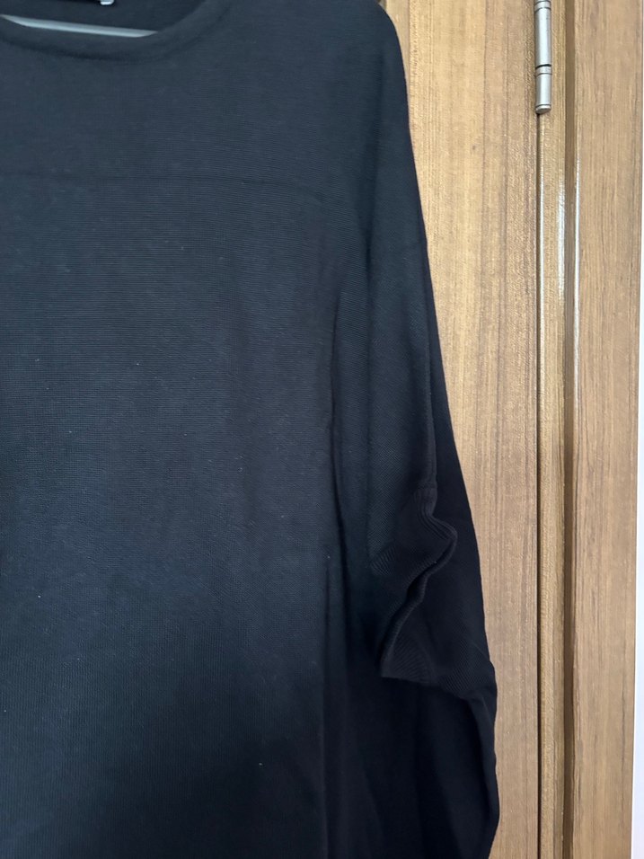 Siyah Kadın Uzun Kollu Pamuk Sweatshirt - Görsel 3