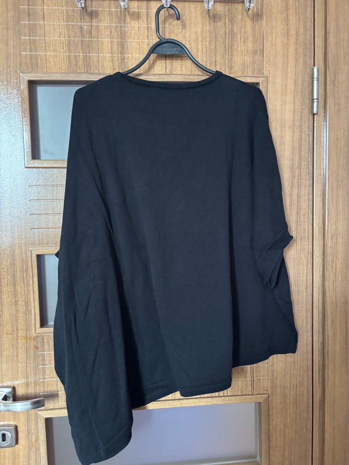 Siyah Kadın Uzun Kollu Pamuk Sweatshirt - Görsel 5