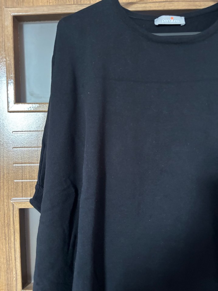 Siyah Kadın Uzun Kollu Pamuk Sweatshirt - Görsel 2