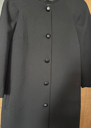 AdL Düğmeli Siyah Kadın Uzun Kollu Kaban - Görsel 2