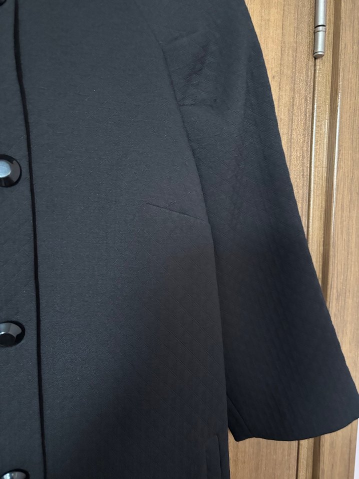 AdL Düğmeli Siyah Kadın Uzun Kollu Kaban - Görsel 3