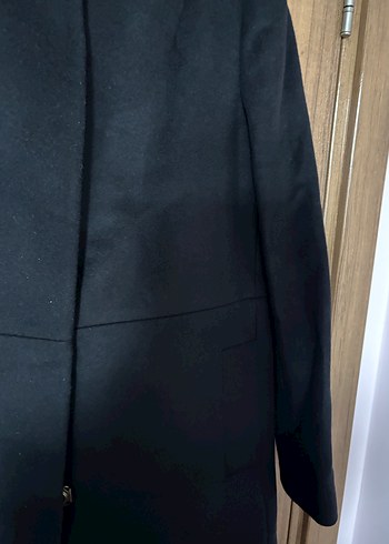 Massimo Dutti Siyah Yuvarlak Yaka Kaşe Kaban - Görsel 2