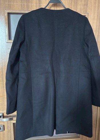 Massimo Dutti Siyah Yuvarlak Yaka Kaşe Kaban - Görsel 6