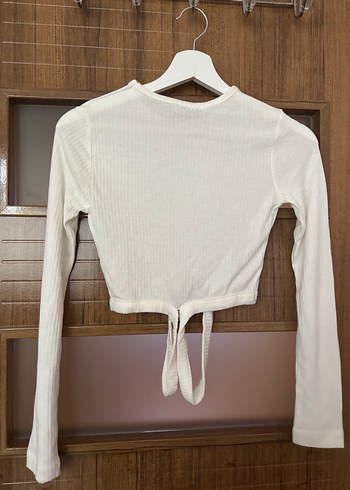 Kadın Beyaz Uzun Kollu Crop Top - Görsel 5