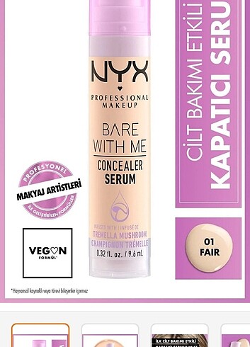 NYX Nyx Kapatıcı 01 Fair (BAŞKA ÜRÜN ALICAM ACİL SON FİYATTİR)