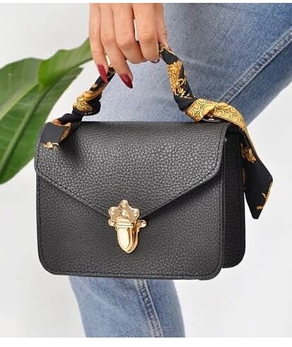 Fularlı Çapraz Askılı Kroko Çanta