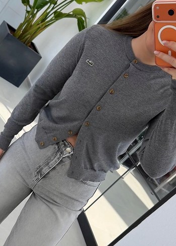Lacoste Gri Melanj İnce Triko Hirka