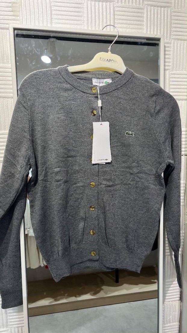 Lacoste Gri Melanj İnce Triko Hırka — görsel 2/3
