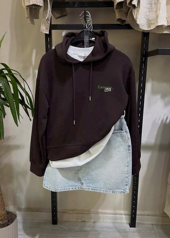 Lacoste Modal Kumas Koyu Kahverengi Kapusonlu Sweatshirt