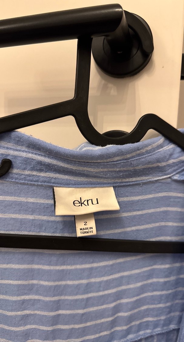 Mavi Çizgili Pamuklu Salaş Gömlek - Görsel 2