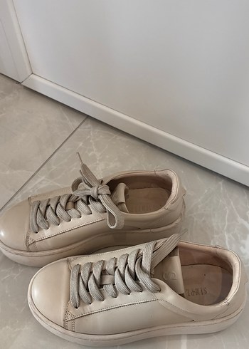 Bej Minimalist Platform Topuklu Kadın Spor Ayakkabı - Görsel 2