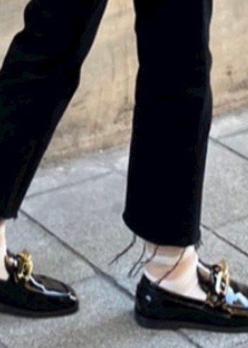 Altın Tokalı Siyah Rugan  babet - Görsel 4