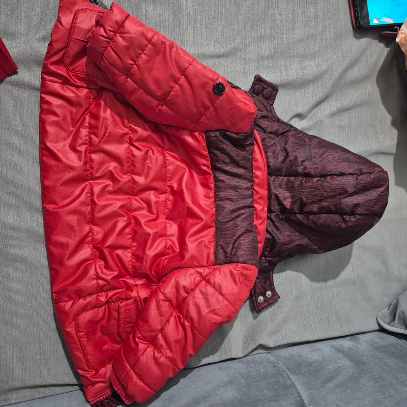 Kapüşonlu Koyu Kırmızı Erkek Çocuk Mont - Görsel 2