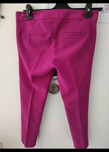 Düğmeli Mor Kadın Kumaş Pantolon - Görsel 2