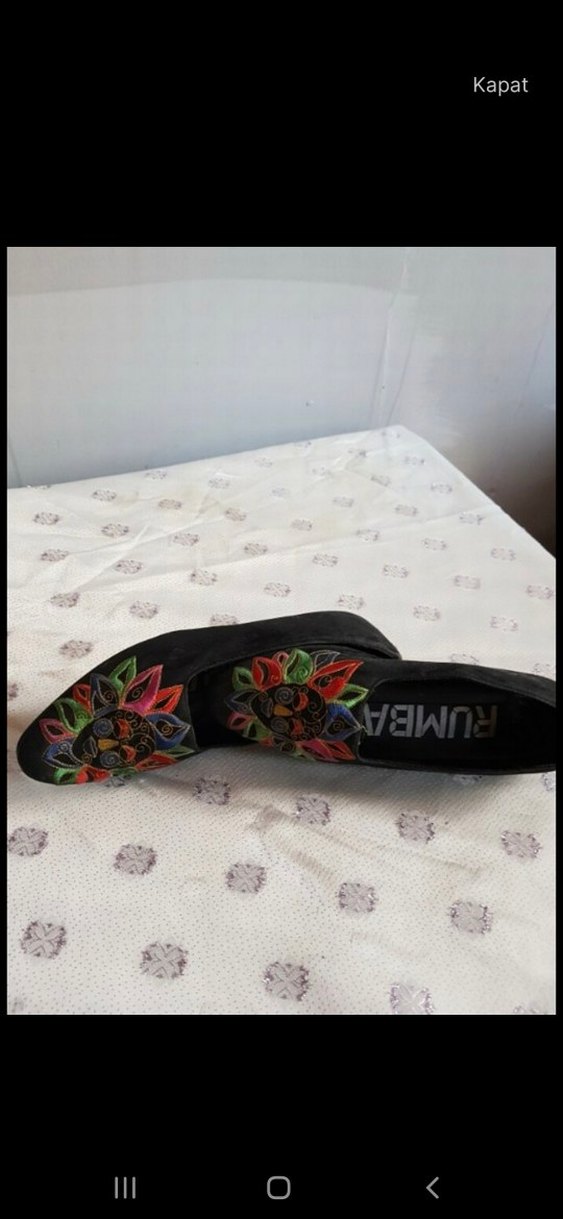 Renkli Nakışlı Kadın Dolgu Topuk Terlik - Görsel 3