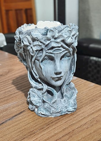 Örgü Mavi Çiçek Broş - Görsel 5