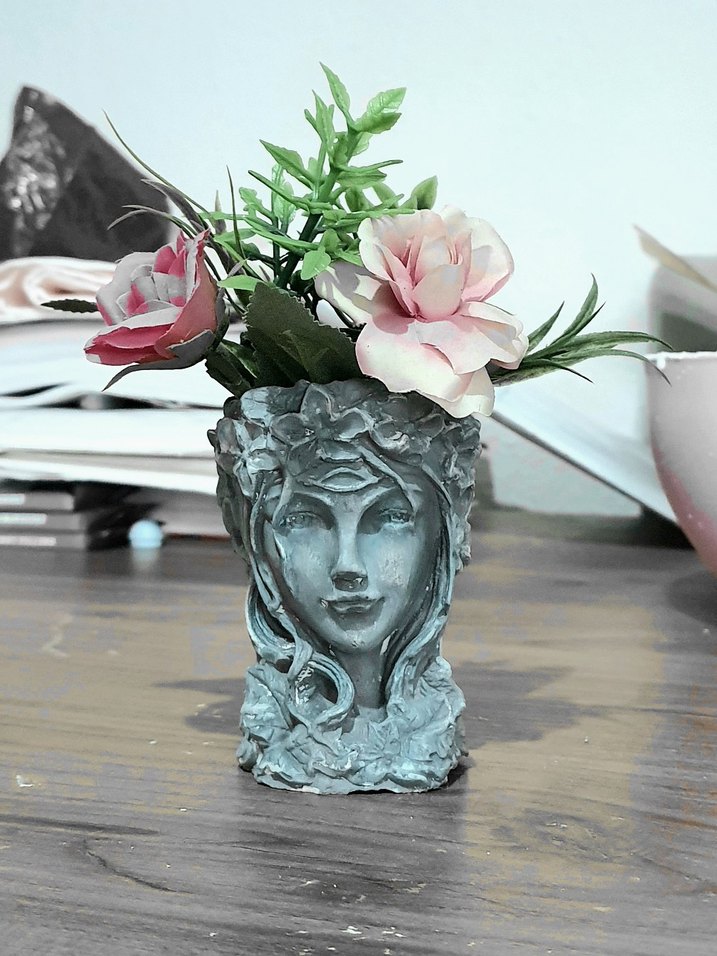 Örgü Mavi Çiçek Broş - Görsel 4