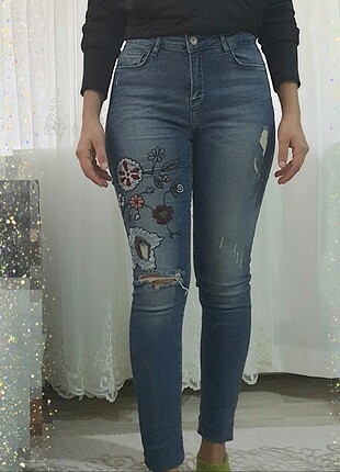 Desenli Kot pantolon 