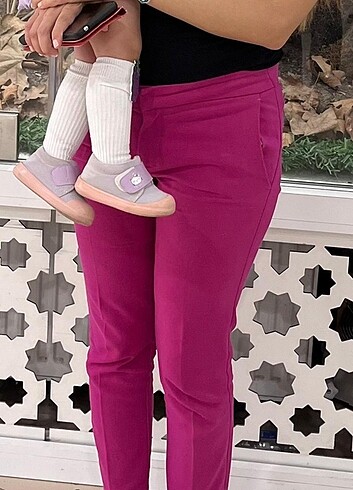 s Beden pembe Renk Fuşya kumaş pantolon