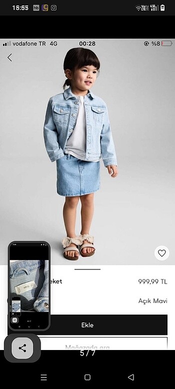 18-24 Ay Beden mavi Renk Mango 18-24 ay Kız Bebek Jean Ceket
