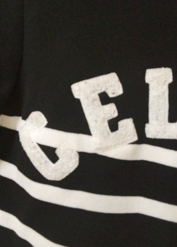 Siyah Beyaz Çizgili Kadın Triko Kazak CELİNE - Görsel 2