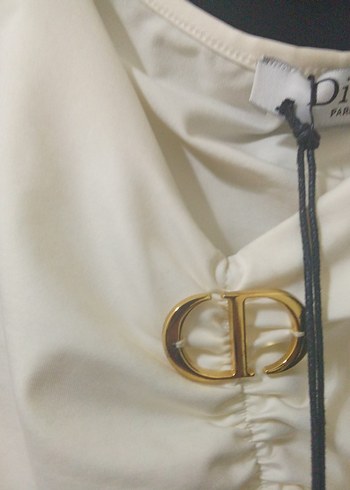 Zincir Detaylı Mini Beyaz Straplez  Dior matrka - Görsel 3