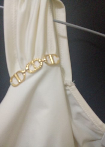 Zincir Detaylı Mini Beyaz Straplez  Dior matrka - Görsel 2