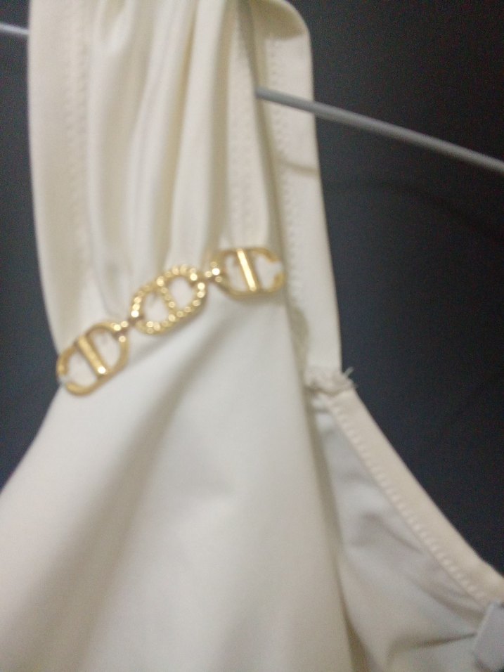 Zincir Detaylı Mini Beyaz Straplez  Dior matrka - Görsel 2