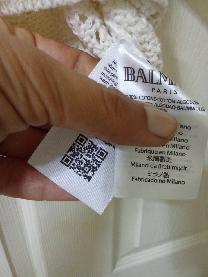 Beyaz Mini Örgü Kadın Hırka BALMAİN - Görsel 3