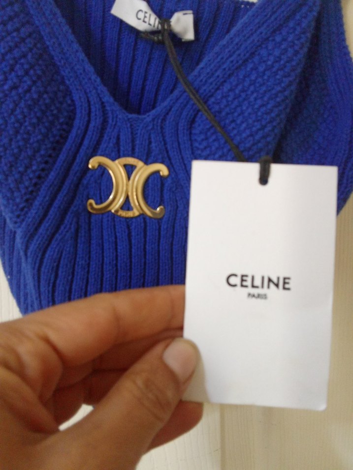 V Yaka Mavi Triko Kadın  CELİNE markasüper fiyat - Görsel 2