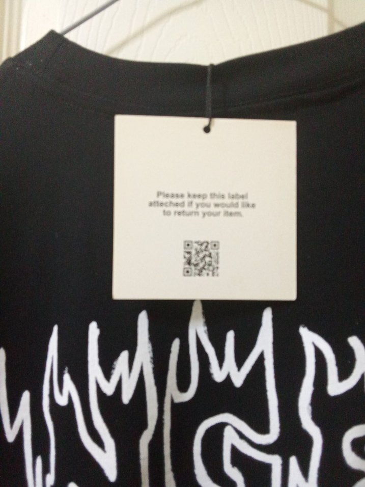 Siyah Pamuklu Oversize Baskılı Tişört - Görsel 4