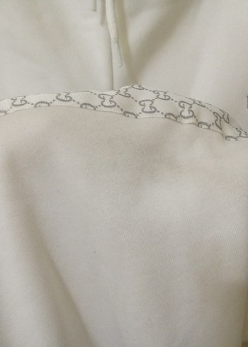 Beyaz Baskılı Kapüşonlu Kadın Sweatshirt - Görsel 8