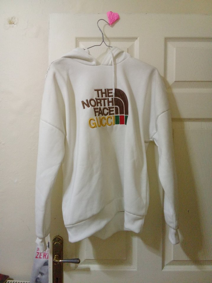 Beyaz Baskılı Kapüşonlu Kadın Sweatshirt - Görsel 4