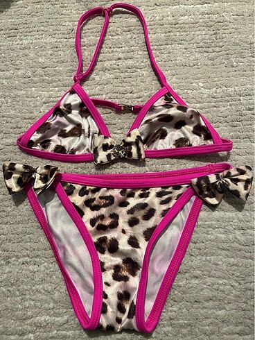 Leopar desenli 7 yaş bikini takımı